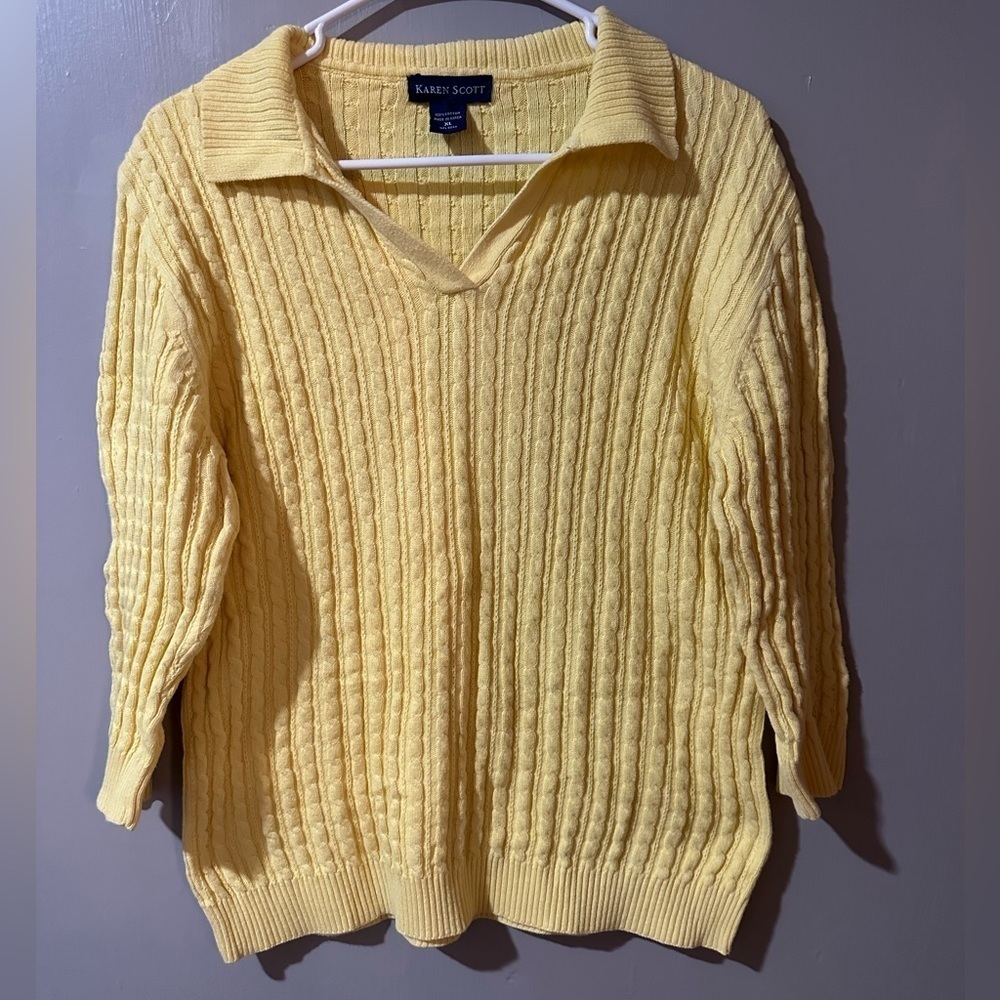 Karen scott Womens XL knit yellow long sleeve (fits like large)